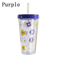 Load image into Gallery viewer, Plastic Cup with Straw Sequin Double Layer Water Bottle Cat Ear Cute Tumbler For Birthday Gift Summer Drinkware Dropshipping