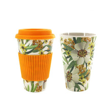 Load image into Gallery viewer, Reusable Bamboo Fiber Travel Coffee Mug With Lid and Silicone Rubber Sleeve Dishwasher Safe Portable Coffee Cups Organic