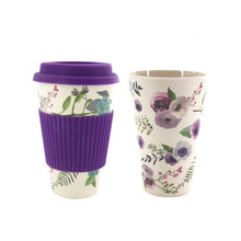 Load image into Gallery viewer, Reusable Bamboo Fiber Travel Coffee Mug With Lid and Silicone Rubber Sleeve Dishwasher Safe Portable Coffee Cups Organic