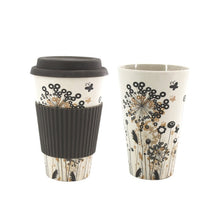 Load image into Gallery viewer, Reusable Bamboo Fiber Travel Coffee Mug With Lid and Silicone Rubber Sleeve Dishwasher Safe Portable Coffee Cups Organic