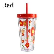 Load image into Gallery viewer, Plastic Cup with Straw Sequin Double Layer Water Bottle Cat Ear Cute Tumbler For Birthday Gift Summer Drinkware Dropshipping

