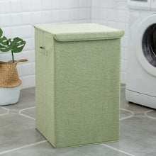Load image into Gallery viewer, Cotton Laundry Basket with Cover Bathroom Laundry Basket Large Kitchen Storage Basket Home Collapsible Waterproof Laundry Hamper
