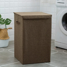 Load image into Gallery viewer, Cotton Laundry Basket with Cover Bathroom Laundry Basket Large Kitchen Storage Basket Home Collapsible Waterproof Laundry Hamper
