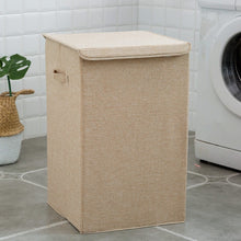 Load image into Gallery viewer, Cotton Laundry Basket with Cover Bathroom Laundry Basket Large Kitchen Storage Basket Home Collapsible Waterproof Laundry Hamper
